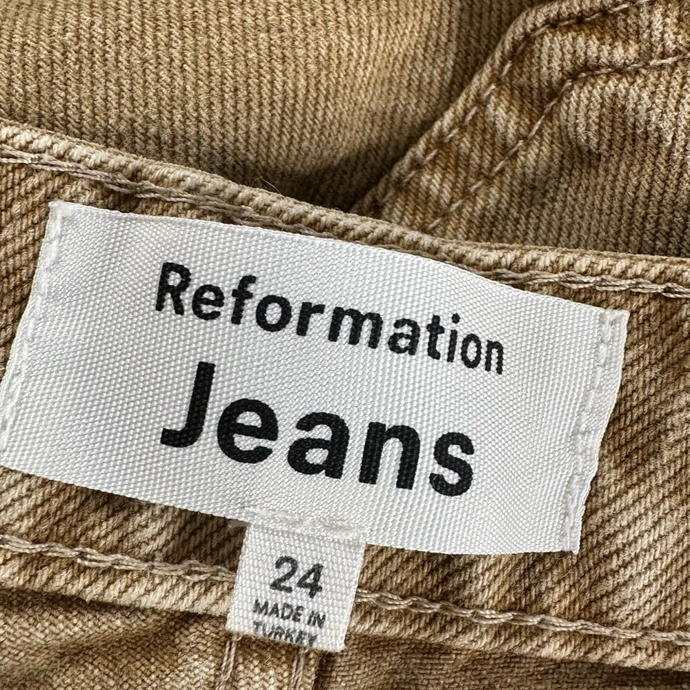 Reformation Jeans Cynthia High Rise Long Denim Almond Beige 24" x 28" inseam‎ - Picture 13 of 14